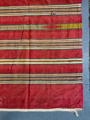 2 Syrian vintage striped cotton cloths with gilt (270 x 132/95cm)