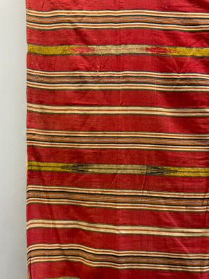 2 Syrian vintage striped cotton cloths with gilt (270 x 132/95cm)