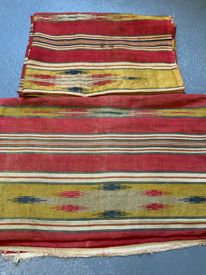 2 Syrian vintage striped cotton cloths with gilt (270 x 132/95cm)