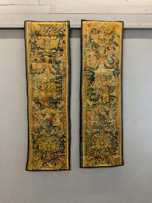 Pair of Brussels antique tapestry borders (166 x 51cm) [2]
