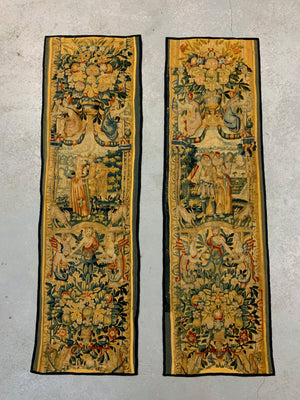 Pair of Brussels antique tapestry borders (166 x 51cm) [2]
