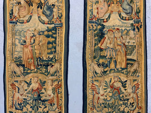 Pair of Brussels antique tapestry borders (166 x 51cm) [2]