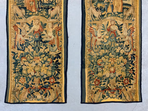 Pair of Brussels antique tapestry borders (166 x 51cm) [2]