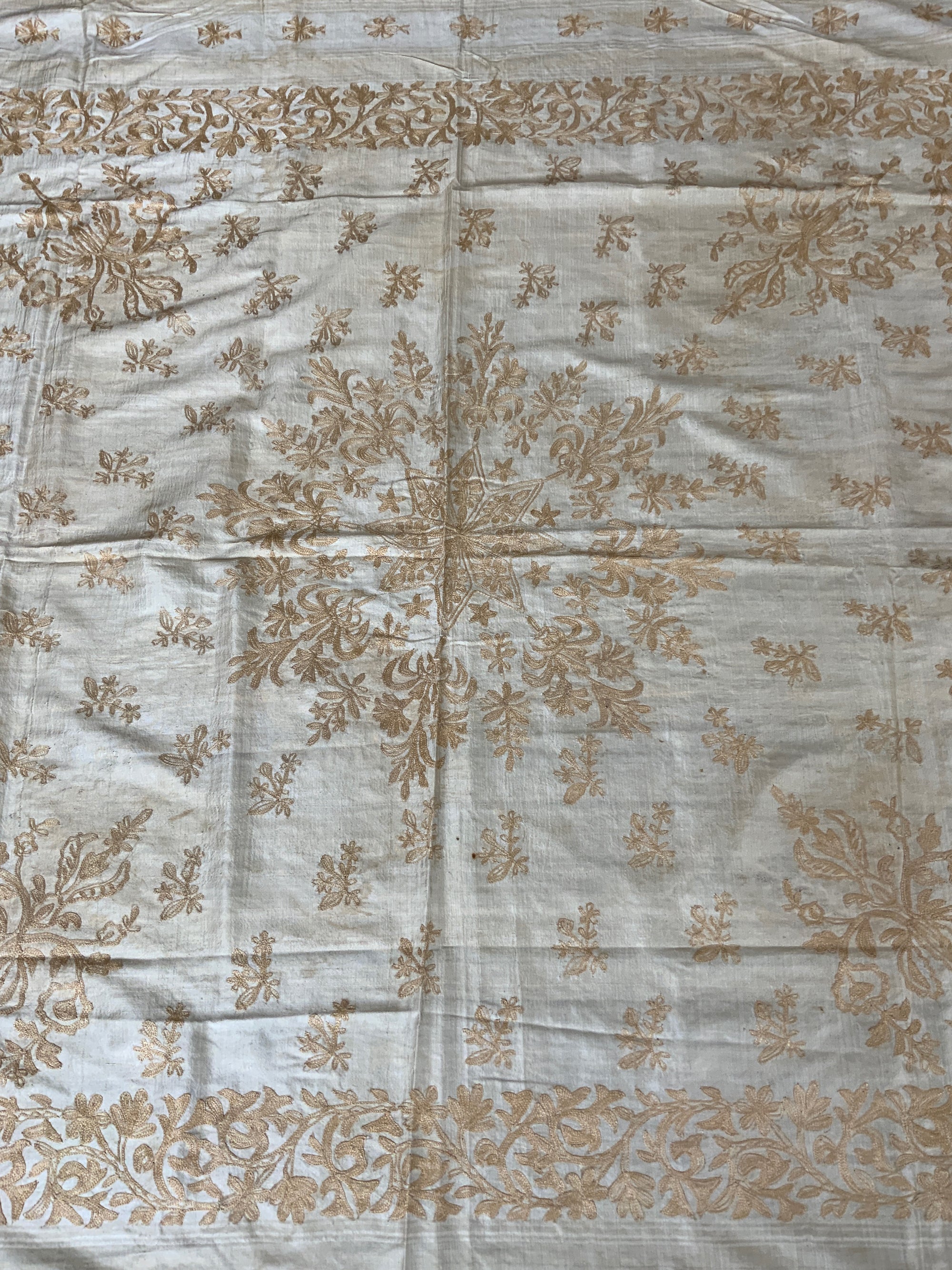 Aghabani type vintage all silk embroidery (129 x 122cm)