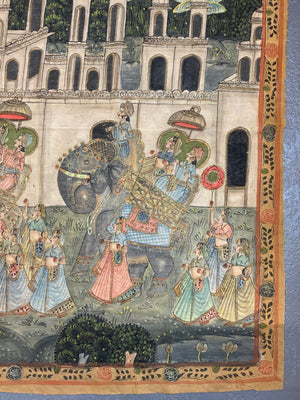 Indian revival gouache pichwai painting (150 x 114cm)