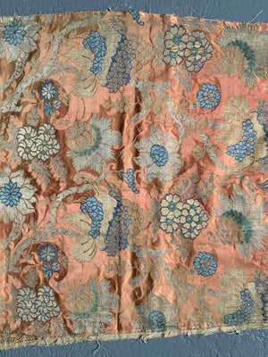 French antique silk and gilt brocade fragment  (115 x 50cm)