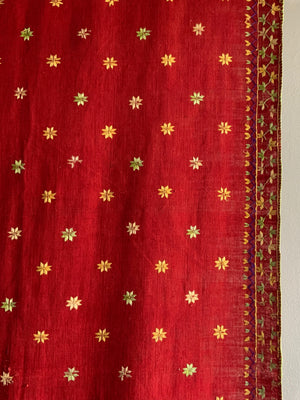 Indo Pak Punjab red fulkari shawl (215 x 145cm)
