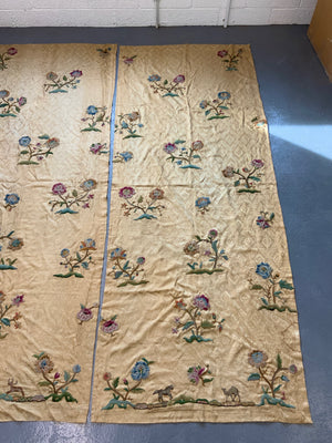 ( Pair ) Arthur Lee crewel work vintage curtains (each 278 x 109cm)