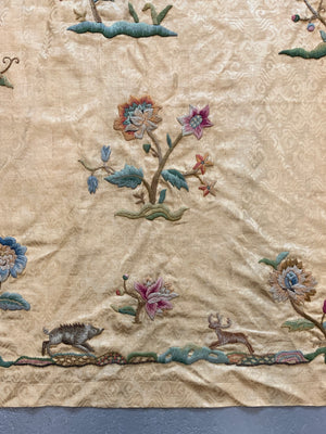 ( Pair ) Arthur Lee crewel work vintage curtains (each 278 x 109cm)