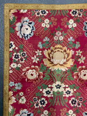 French small antique silk brocade (102 x 49cm)