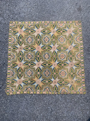 Venetian or N. Italian antique silk stitch embroidery (61 x 59cm)