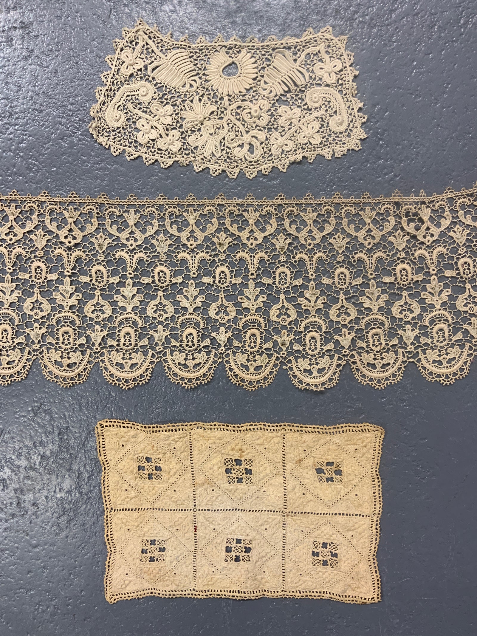 Antique Lace and early drawnwork (3 pieces)