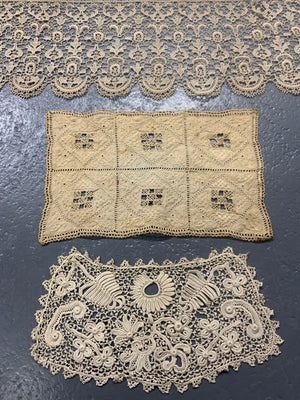 Antique Lace and early drawnwork (3 pieces)
