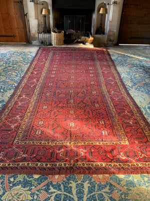 Uzbek antique oversize Bukhara Beshir carpet (515 x 240cm)