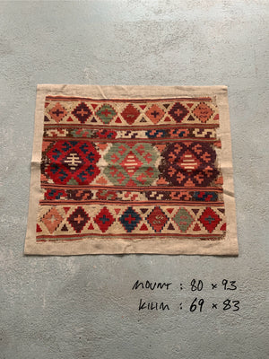 Turkish antique kilim fragment mounted (80 x 93cm)