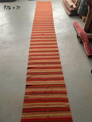 Turkish fine striped extra long kilim runner (976 x 71cm)