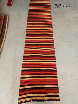 Turkish fine striped extra long kilim runner (969 x 69cm)