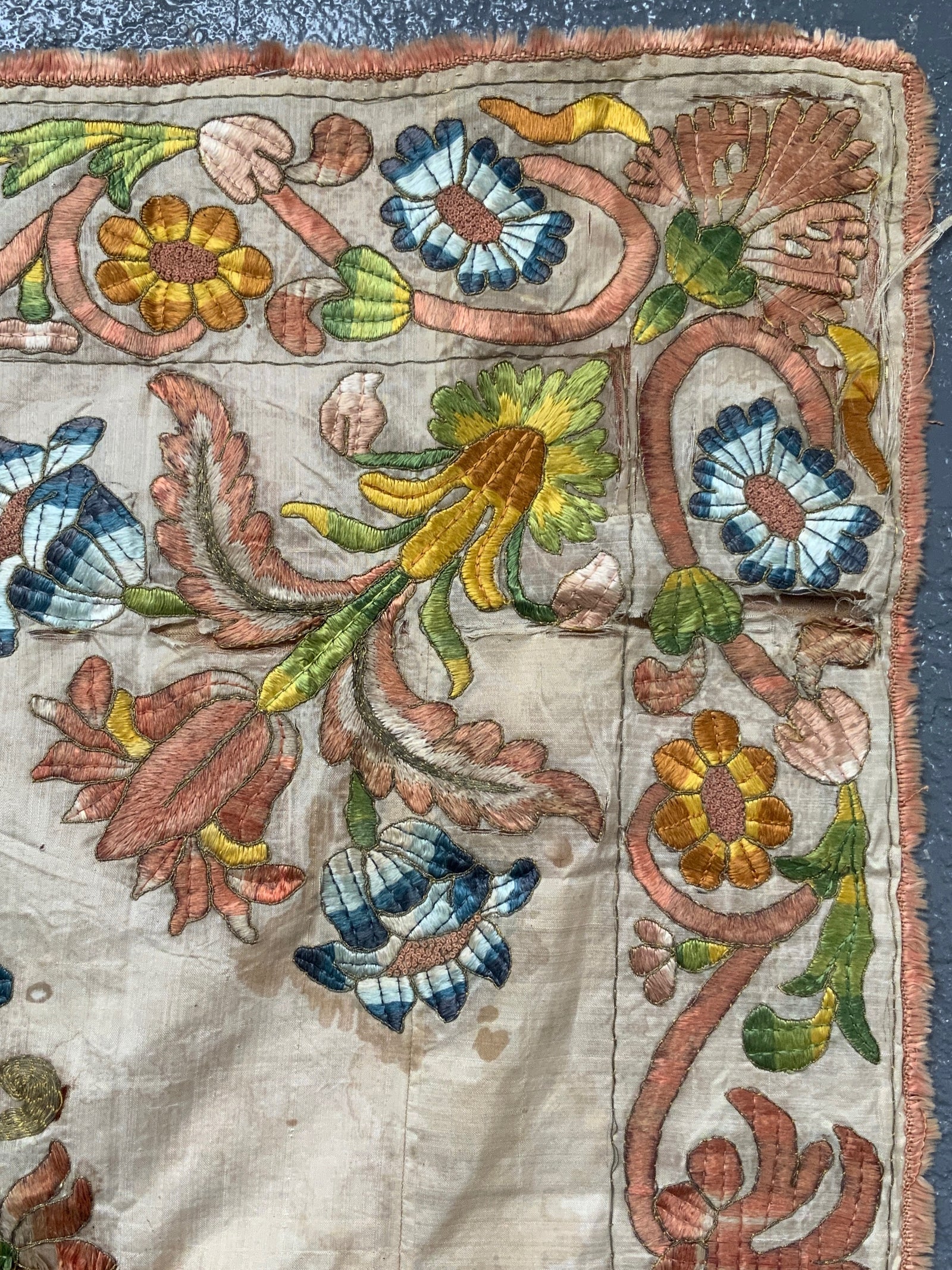 Portuguese silk embroidered chalice cover (64 x 64cm)