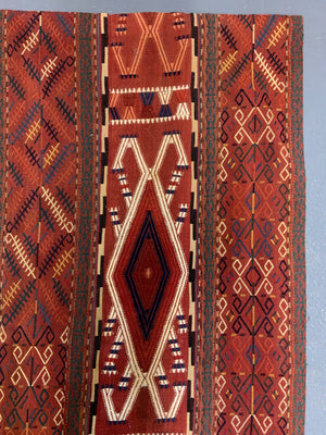 Turkmen antique tentbands made in a rug (299 x 90cm)