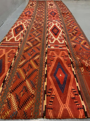Turkmen antique tentbands made in a rug (299 x 90cm)