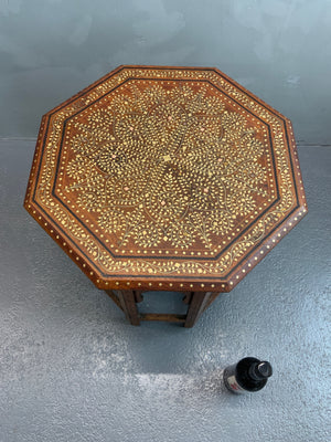 Anglo Indian Hoshiapur brass and copper inlaid table (52cm x 51cm)