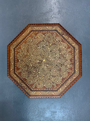 Anglo Indian Hoshiapur brass and copper inlaid table (52cm x 51cm)