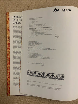 Taylor, Roderick. EMBROIDERY OF THE GREEK ISLANDS