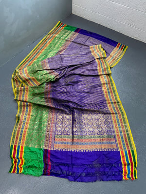 Indian Banaras type silk and metal sari (485 x 113cm)