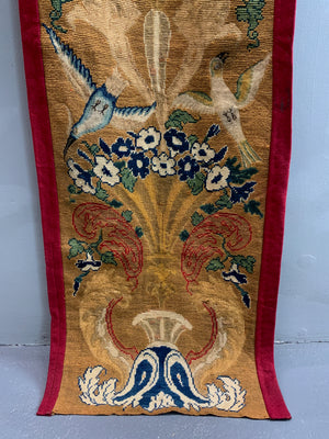 Victorian needlework wool & silk 'Berlin work' panel (245 x 45cm)