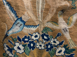 Victorian needlework wool & silk 'Berlin work' panel (245 x 45cm)