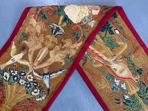 Victorian needlework wool & silk 'Berlin work' panel (245 x 45cm)