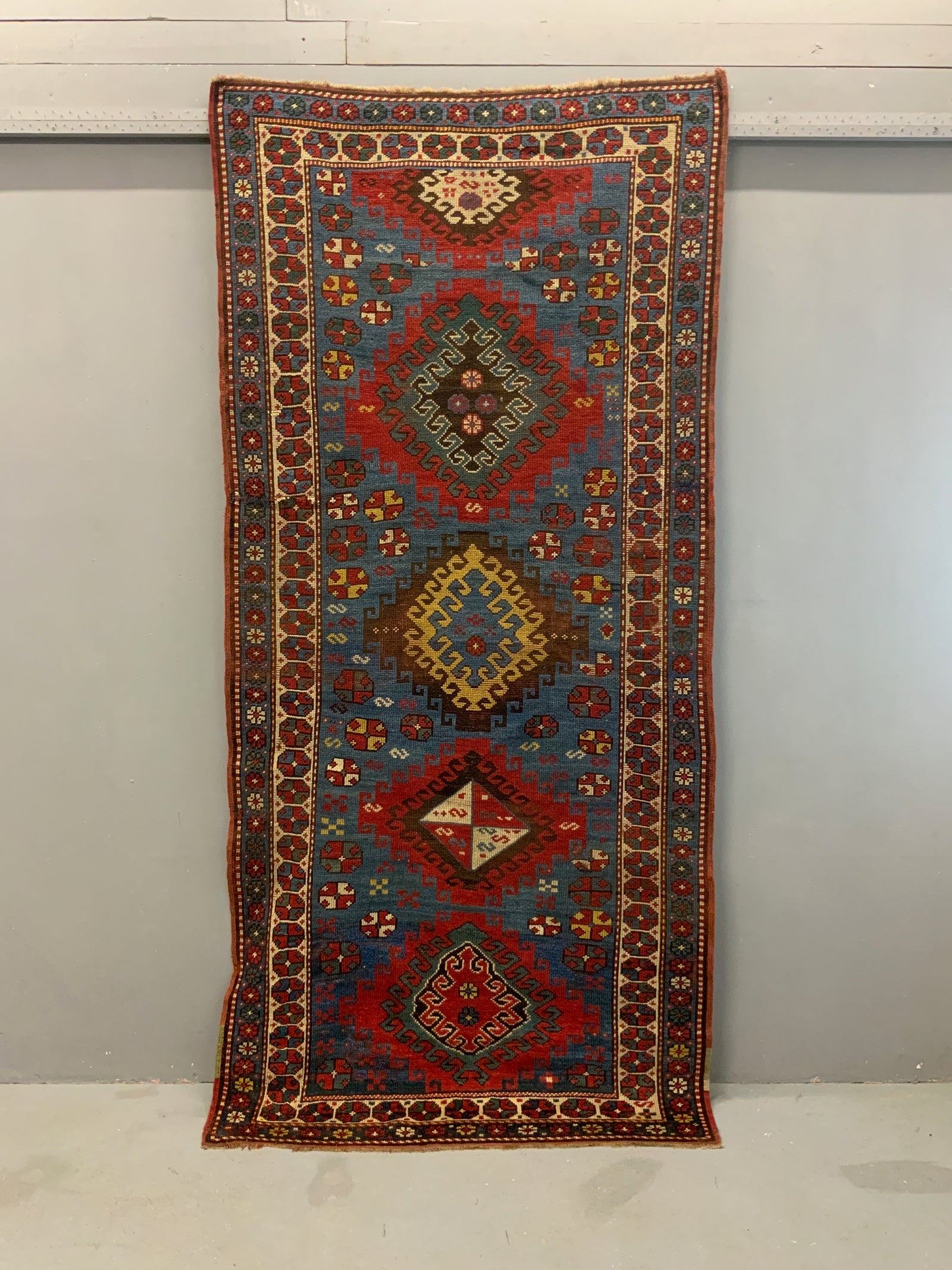 Caucasian antique Kazak rug (257 x 122cm)