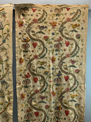 English late Arts & Crafts crewel work panels (233 x 110cm)