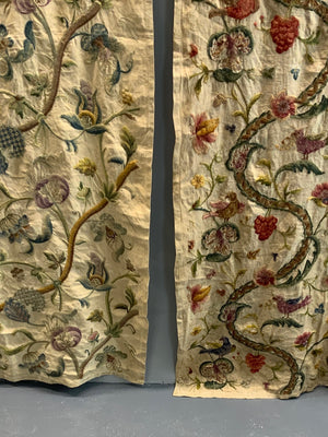 English late Arts & Crafts crewel work panels (233 x 110cm)