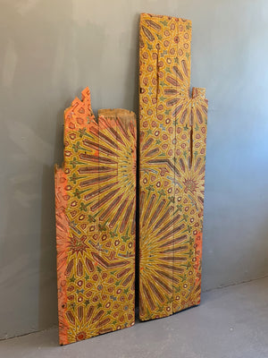 Moroccan polychrome antique wood panels (172 x 43cm)