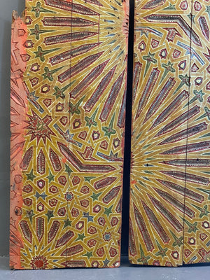 Moroccan polychrome antique wood panels (172 x 43cm)
