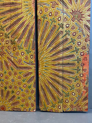 Moroccan polychrome antique wood panels (172 x 43cm)