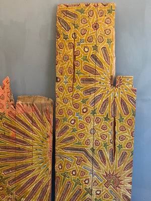 Moroccan polychrome antique wood panels (172 x 43cm)