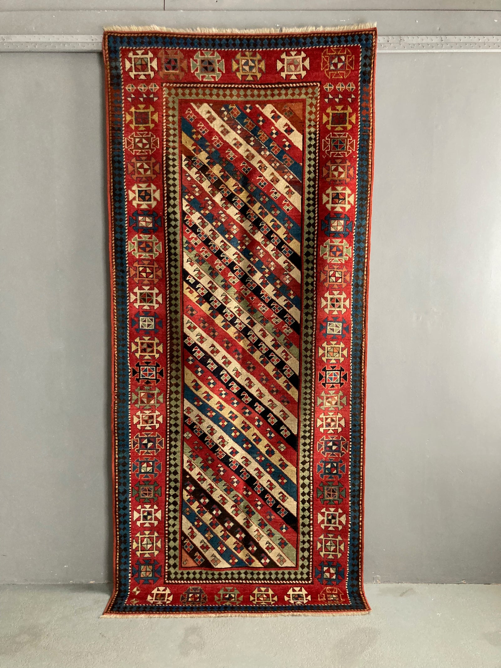 Caucasian antique Kazak Genge rug (250 x 110cm)