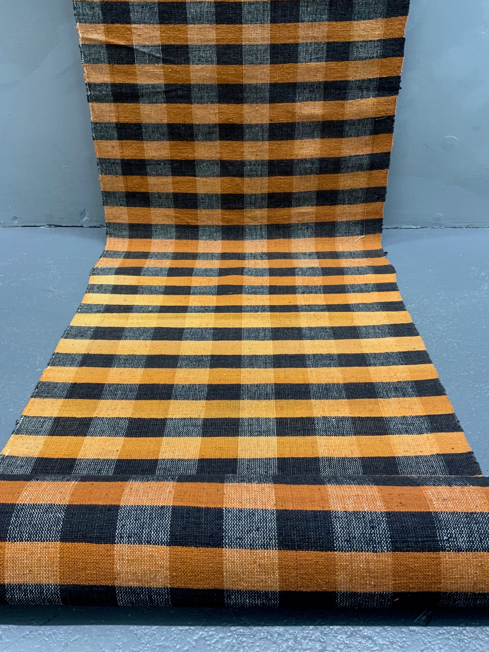 Turkish chequered Sivas flatweave long panel floor runner or upholstery (740 x 61cm)