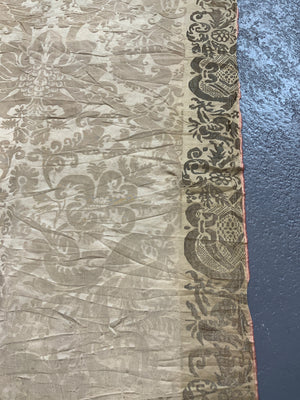 Antique gilt bordered silk damask (212 x 56cm)