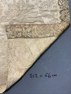 Antique gilt bordered silk damask (212 x 56cm)