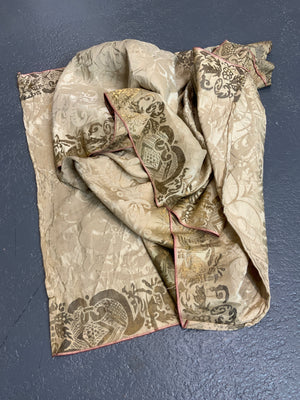 Antique gilt bordered silk damask (212 x 56cm)