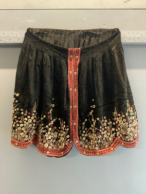 Embroidered velvet skirt