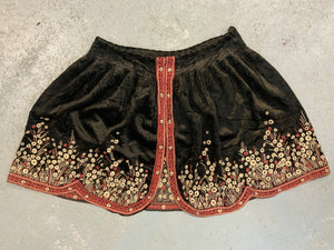 Embroidered velvet skirt