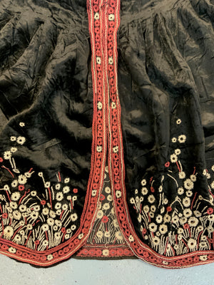 Embroidered velvet skirt