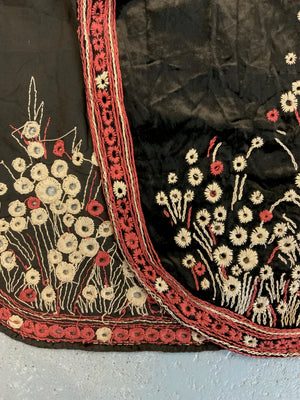 Embroidered velvet skirt