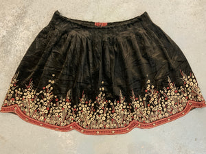 Embroidered velvet skirt