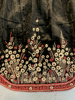 Embroidered velvet skirt