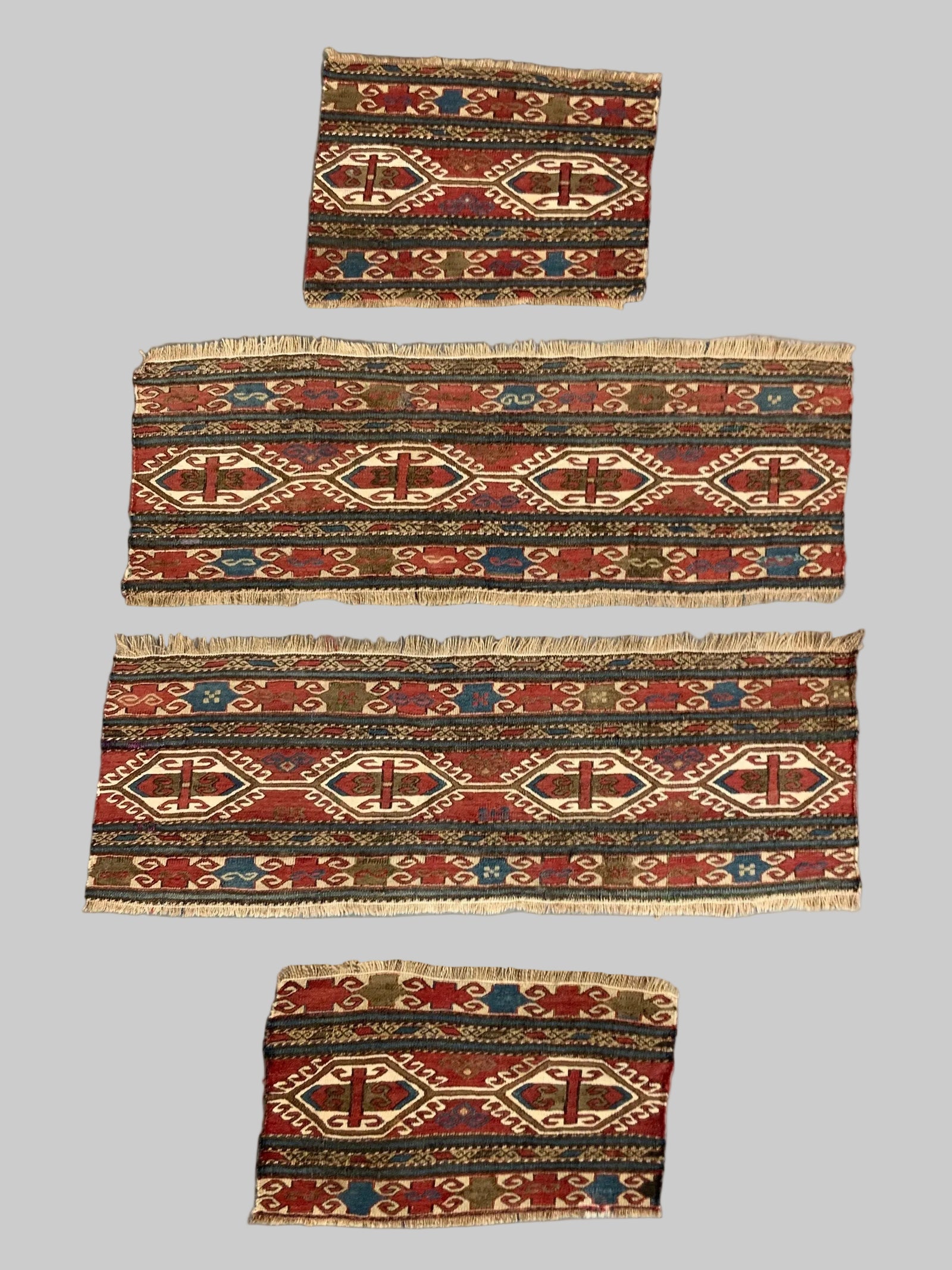 Caucasian antique Shah Savan soumak mafrash panel set (4 pieces)